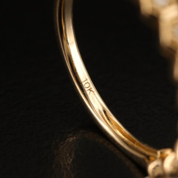 Vintage 10k .12 ctw Diamond Geometric Band - Picture 4 of 5